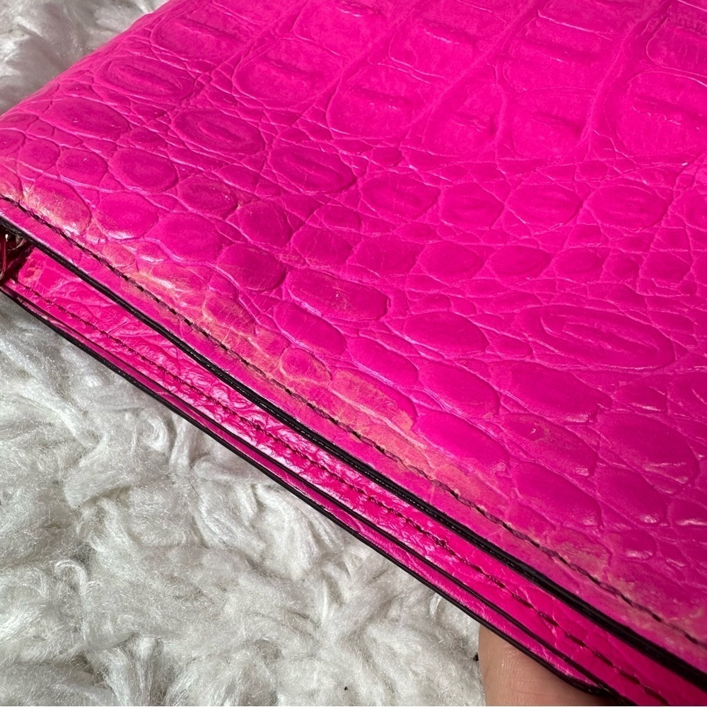 Kate Spade Fiona Orchard Valley neon pink croc embossed leather crossbody bag - Picture 12 of 14